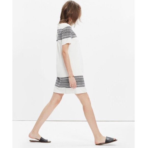 Madewell Cabana Jacquard Ivory with Black Embroidery Shift Dress - Picture 2 of 8
